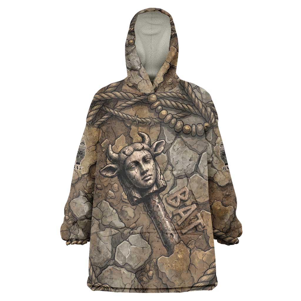 Bat Wearable Blanket Hoodie Goddess of the Cosmos Ancient Egyptian Cow Horns Stone