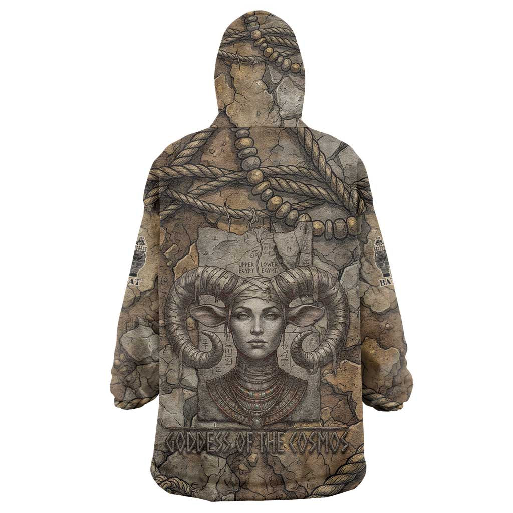 Bat Wearable Blanket Hoodie Goddess of the Cosmos Ancient Egyptian Cow Horns Stone