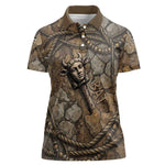 Bat Women Polo Shirt Goddess of the Cosmos Ancient Egyptian Cow Horns Stone