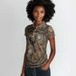 Bat Women Polo Shirt Goddess of the Cosmos Ancient Egyptian Cow Horns Stone