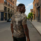 Bat Zipper Polo Shirt Goddess of the Cosmos Ancient Egyptian Cow Horns Stone