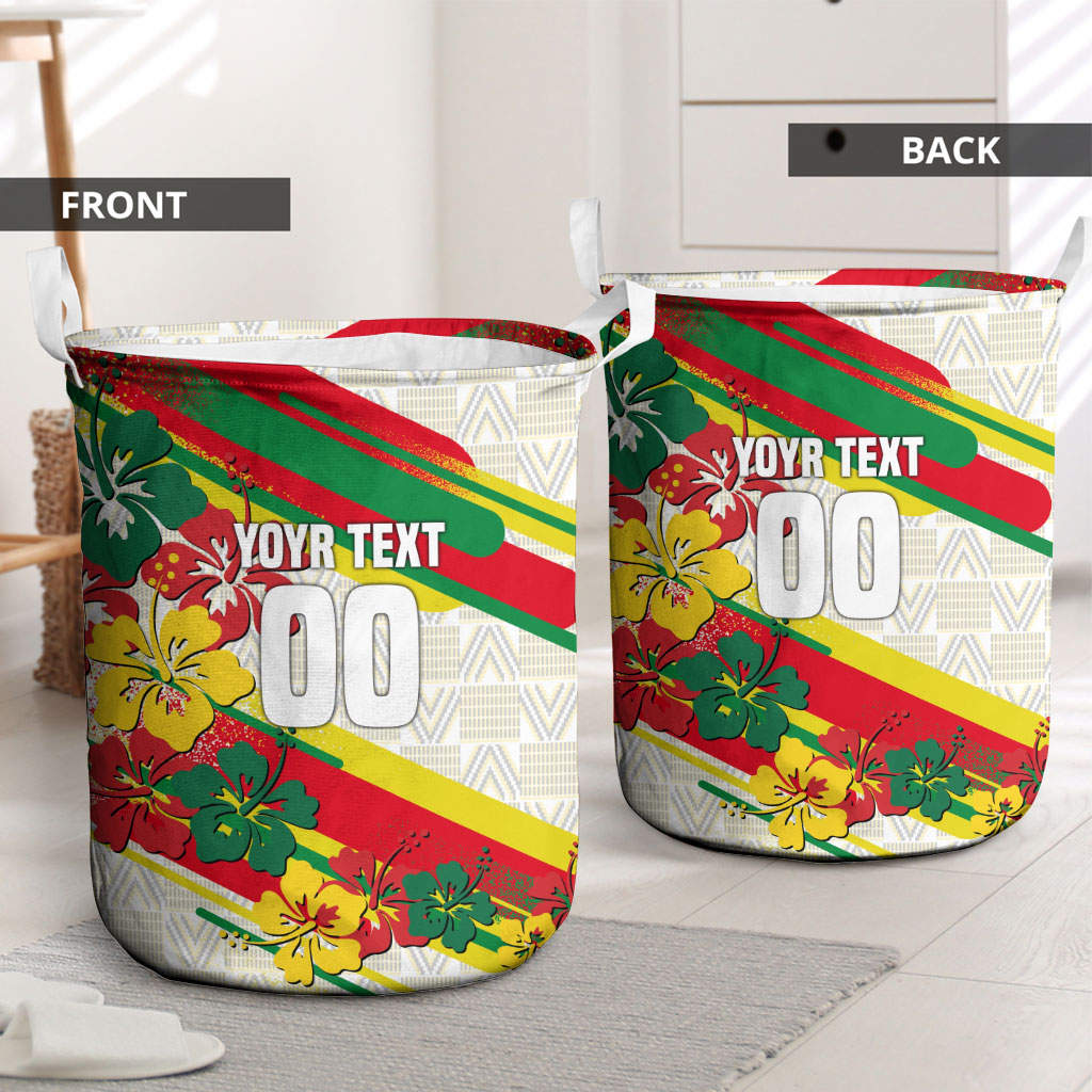 Personalized Ghana Football Laundry Basket Soccer Player Kick - Floral Hibiscus
