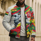 Personalized Ghana Football Bomber Puffer Jacket Soccer Player Kick - Floral Hibiscus