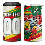 Personalized Ghana Football 4 in 1 Can Cooler Tumbler Soccer Player Kick - Floral Hibiscus