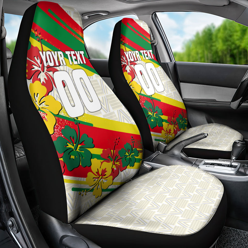 Personalized Ghana Football Car Seat Cover Soccer Player Kick - Floral Hibiscus