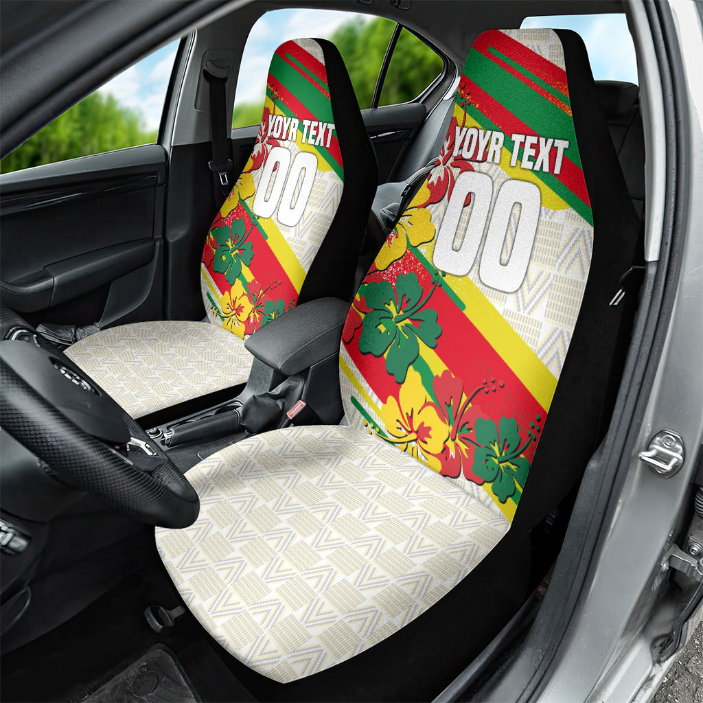 Personalized Ghana Football Car Seat Cover Soccer Player Kick - Floral Hibiscus