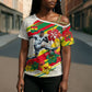 Personalized Ghana Football Cross Shoulder Shirt Soccer Player Kick - Floral Hibiscus