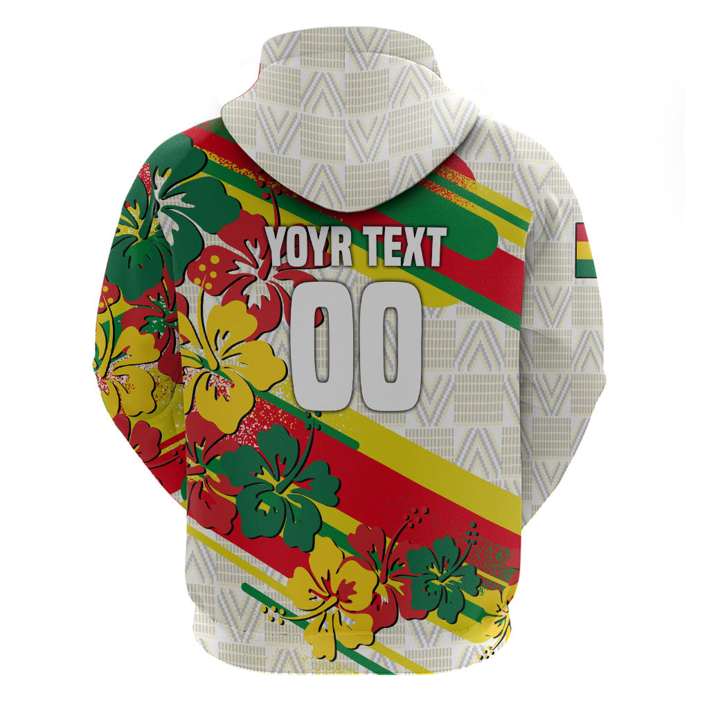 Personalized Ghana Football Hoodie Soccer Player Kick - Floral Hibiscus