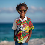 Personalized Ghana Football Kid Hawaiian Shirt Soccer Player Kick - Floral Hibiscus