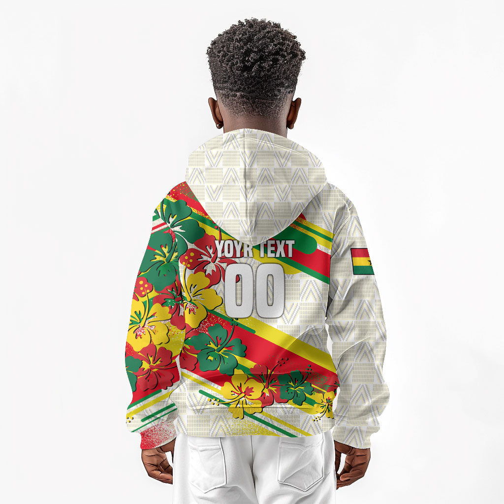 Personalized Ghana Football Kid Hoodie Soccer Player Kick - Floral Hibiscus