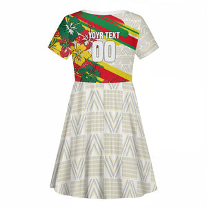 Personalized Ghana Football Kid Short Sleeve Dress Soccer Player Kick - Floral Hibiscus