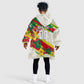 Personalized Ghana Football Kid Wearable Blanket Hoodie Soccer Player Kick - Floral Hibiscus