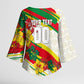 Personalized Ghana Football Kimono Sleeve Blouse Soccer Player Kick - Floral Hibiscus