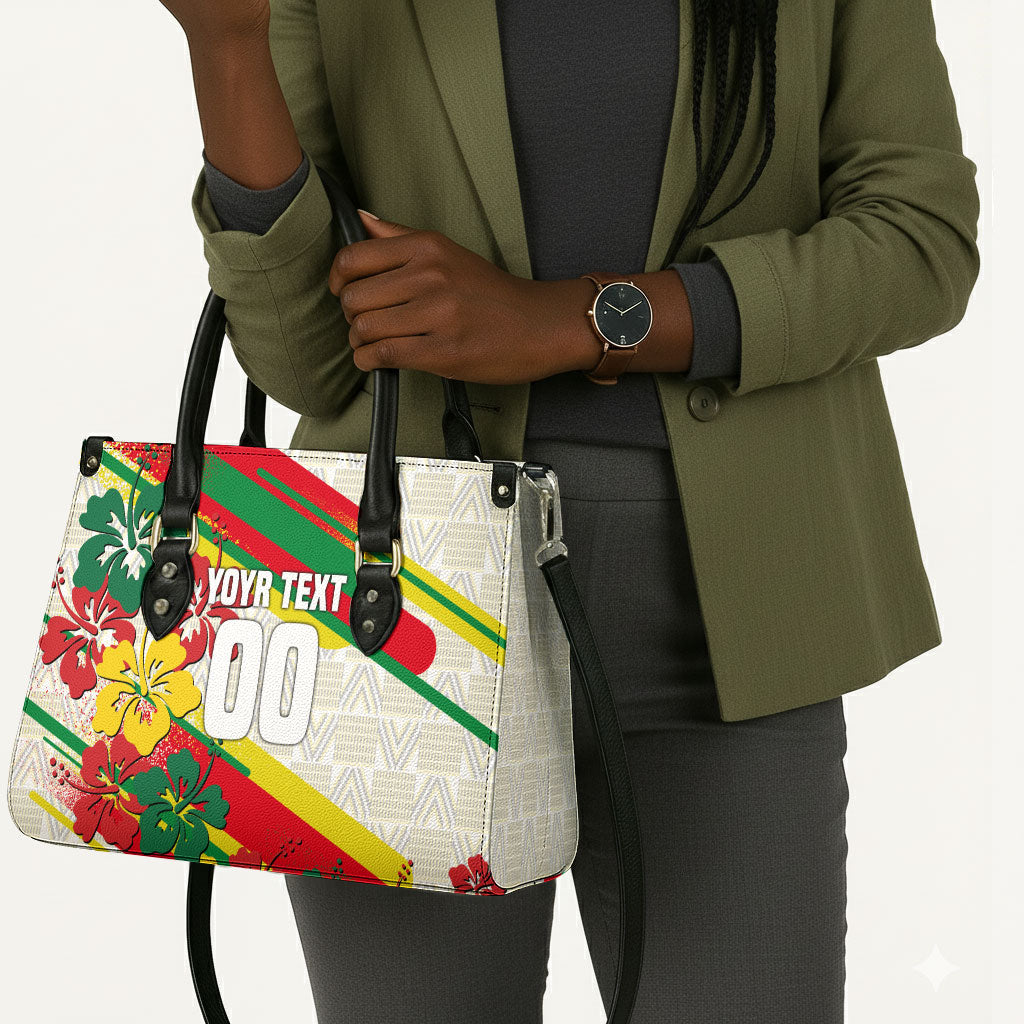 Personalized Ghana Football Leather Bag Soccer Player Kick - Floral Hibiscus