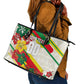 Personalized Ghana Football Leather Tote Bag Soccer Player Kick - Floral Hibiscus