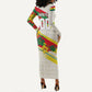 Personalized Ghana Football Long Sleeve Bodycon Dress Soccer Player Kick - Floral Hibiscus