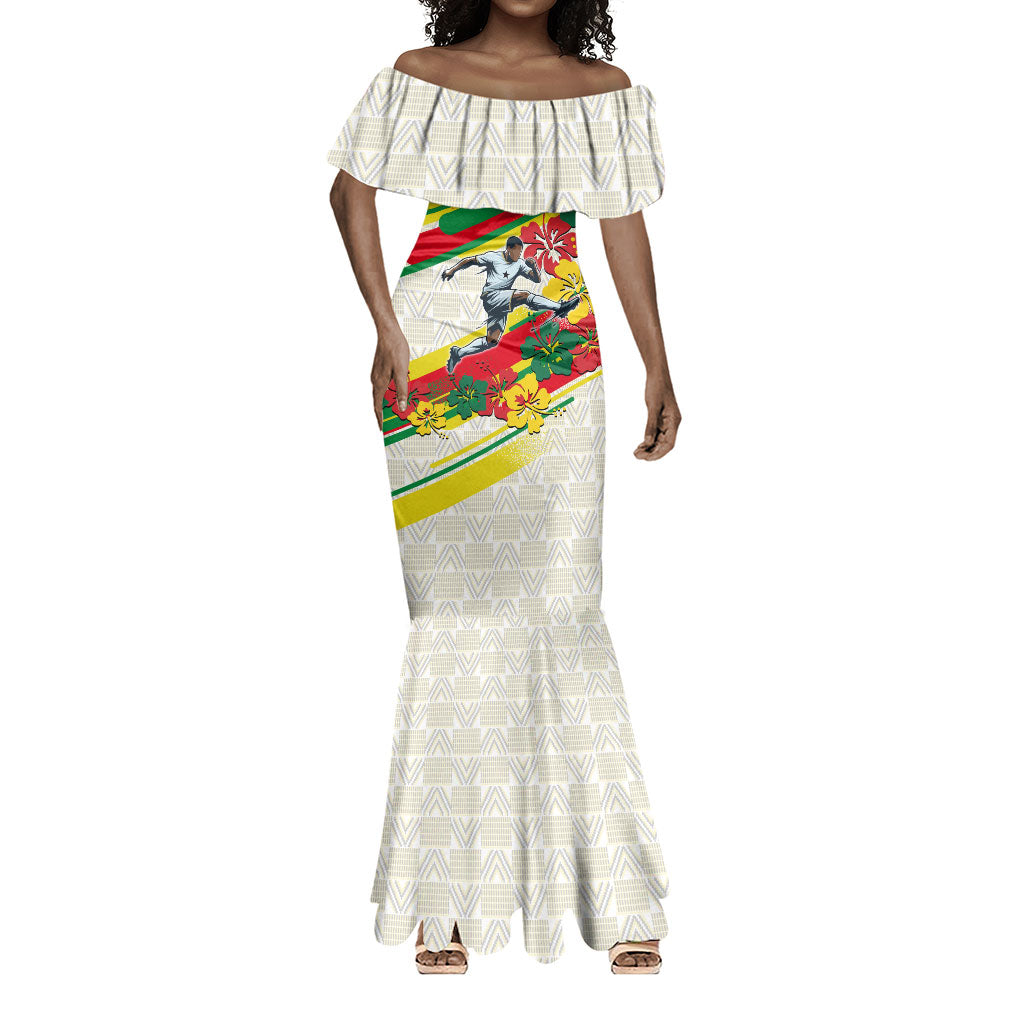 Personalized Ghana Football Mermaid Dress Soccer Player Kick - Floral Hibiscus
