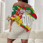 Personalized Ghana Football Off Shoulder Short Dress Soccer Player Kick - Floral Hibiscus