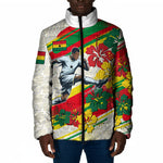 Personalized Ghana Football Padded Jacket Soccer Player Kick - Floral Hibiscus