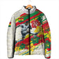 Personalized Ghana Football Padded Jacket Soccer Player Kick - Floral Hibiscus
