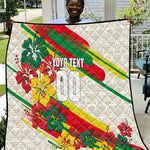 Personalized Ghana Football Quilt Soccer Player Kick - Floral Hibiscus