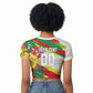 Personalized Ghana Football Raglan Cropped T shirt Soccer Player Kick - Floral Hibiscus