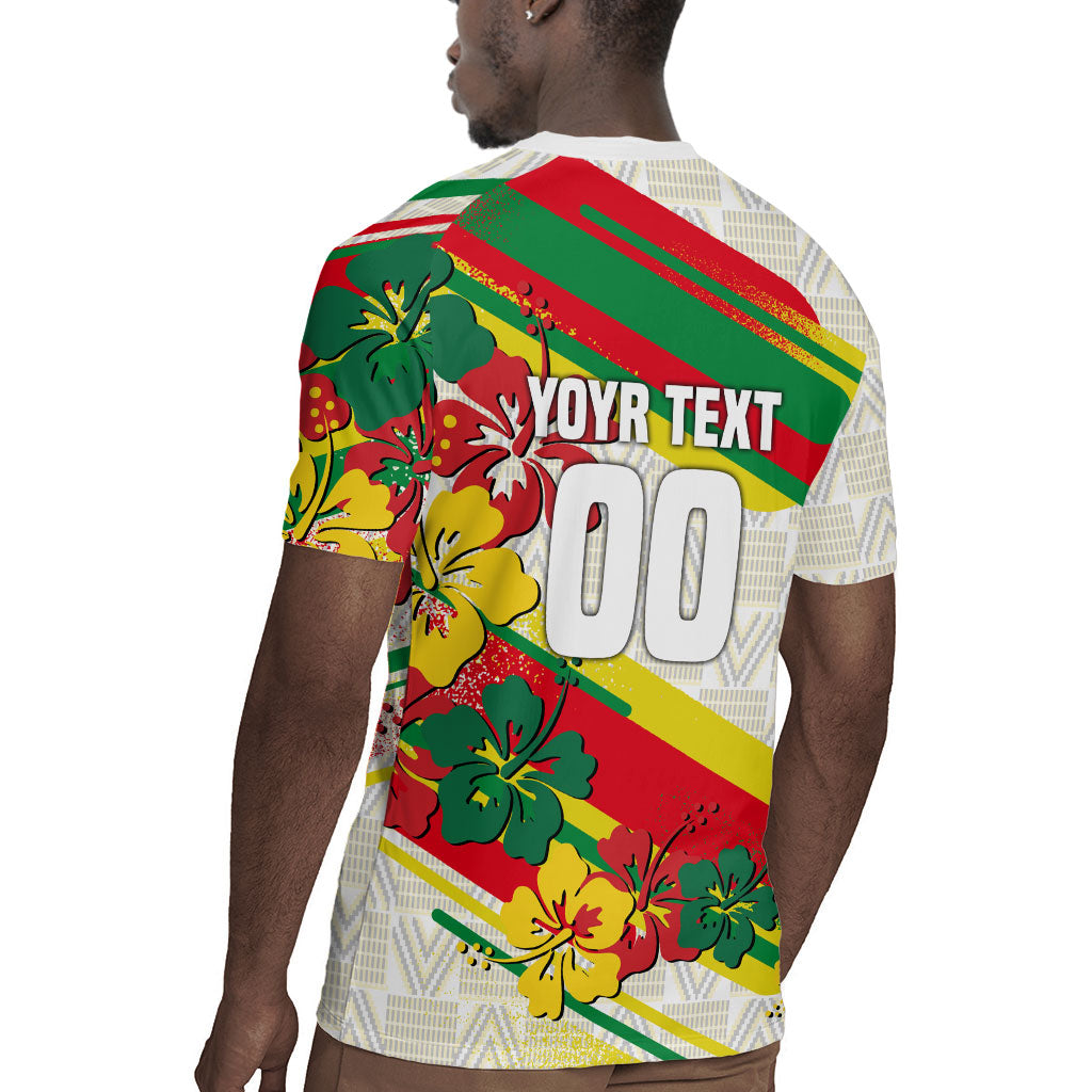 Personalized Ghana Football Rugby Jersey Soccer Player Kick - Floral Hibiscus