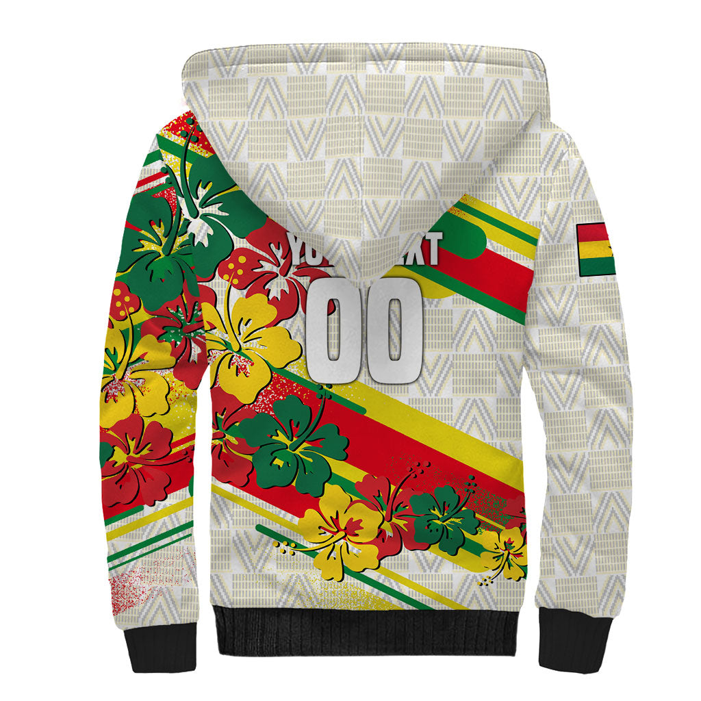 Personalized Ghana Football Sherpa Hoodie Soccer Player Kick - Floral Hibiscus