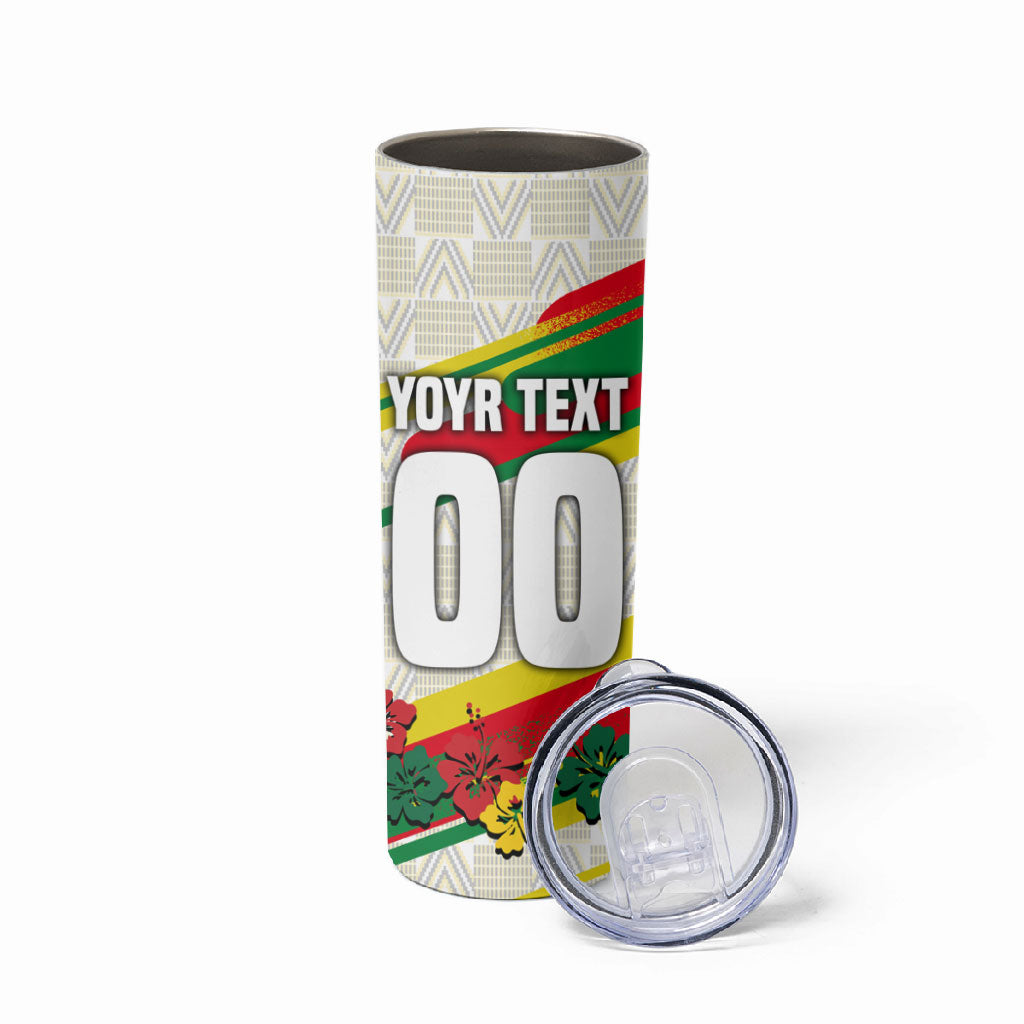 Personalized Ghana Football Skinny Tumbler Soccer Player Kick - Floral Hibiscus