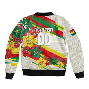 Personalized Ghana Football Sleeve Zip Bomber Jacket Soccer Player Kick - Floral Hibiscus