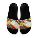 Personalized Ghana Football Slide Sandals Soccer Player Kick - Floral Hibiscus