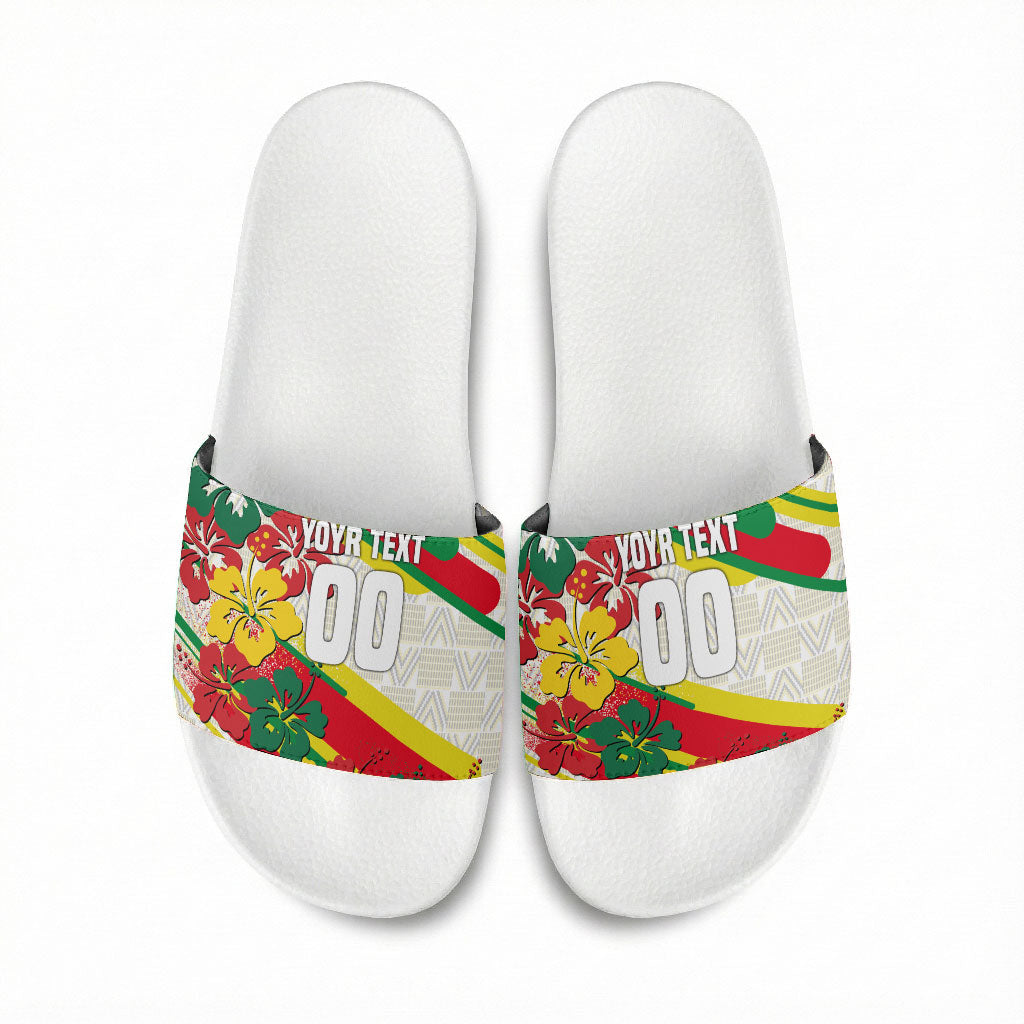 Personalized Ghana Football Slide Sandals Soccer Player Kick - Floral Hibiscus