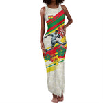 Personalized Ghana Football Tank Maxi Dress Soccer Player Kick - Floral Hibiscus