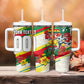 Personalized Ghana Football Tumbler With Handle Soccer Player Kick - Floral Hibiscus