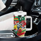 Personalized Ghana Football Tumbler With Handle Soccer Player Kick - Floral Hibiscus