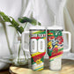 Personalized Ghana Football Tumbler With Handle Soccer Player Kick - Floral Hibiscus