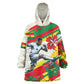 Personalized Ghana Football Wearable Blanket Hoodie Soccer Player Kick - Floral Hibiscus