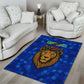 Tanzania Simba Lion Area Rug - Floral Crown and Blue Mosaic Design