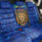 Tanzania Simba Lion Back Car Seat Cover - Floral Crown and Blue Mosaic Design