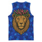 Tanzania Simba Lion Basketball Jersey - Floral Crown and Blue Mosaic Design - African Pride