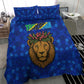 Tanzania Simba Lion Bedding Set - Floral Crown and Blue Mosaic Design
