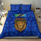 Tanzania Simba Lion Bedding Set - Floral Crown and Blue Mosaic Design