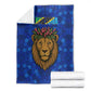 Tanzania Simba Lion Blanket - Floral Crown and Blue Mosaic Design