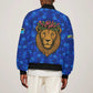Tanzania Simba Lion Bomber Jacket - Floral Crown and Blue Mosaic Design