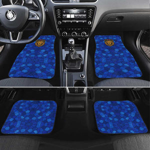 Tanzania Simba Lion Car Mats - Floral Crown and Blue Mosaic Design