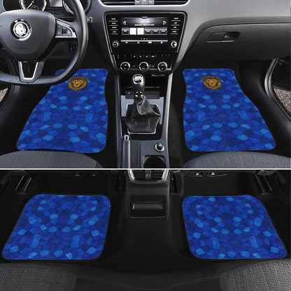 Tanzania Simba Lion Car Mats - Floral Crown and Blue Mosaic Design