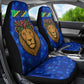 Tanzania Simba Lion Car Seat Cover - Floral Crown and Blue Mosaic Design