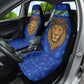 Tanzania Simba Lion Car Seat Cover - Floral Crown and Blue Mosaic Design