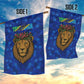 Tanzania Simba Lion Garden Flag - Floral Crown and Blue Mosaic Design