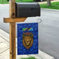 Tanzania Simba Lion Garden Flag - Floral Crown and Blue Mosaic Design